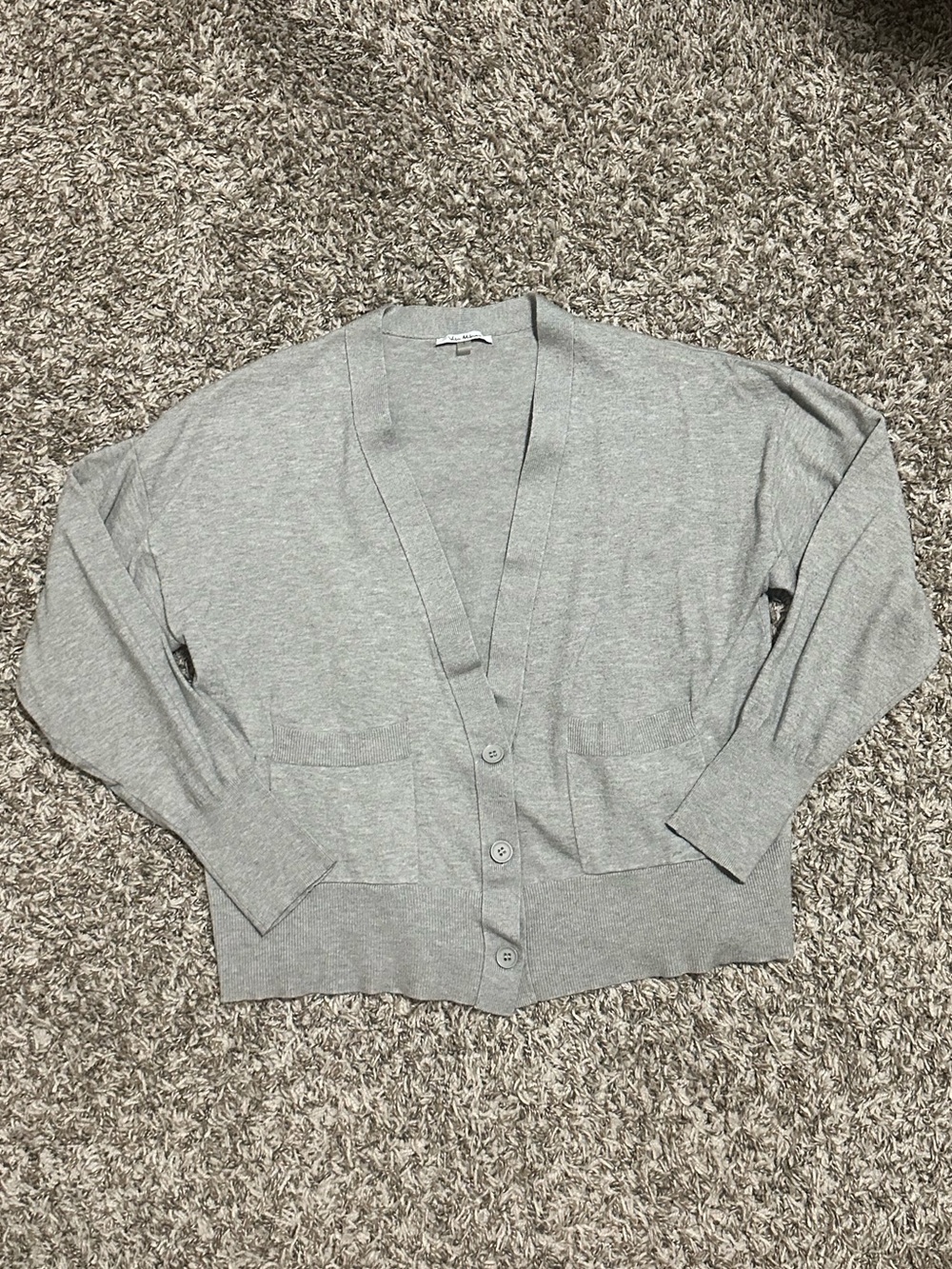 Heather Gray V-Neck Button Front Cardigan